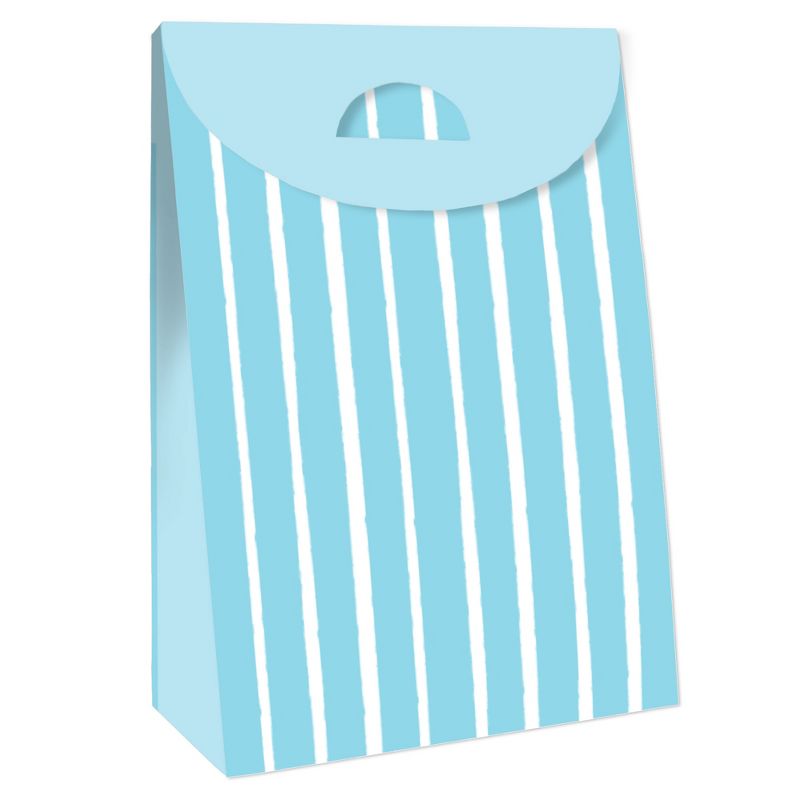 Big Dot of Happiness Blue Stripes - Simple Gift Favor Bags - Party Goodie Boxes - Set of 12, 3 of 9