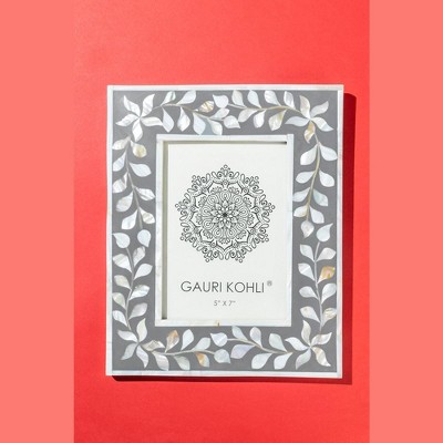 Grey 5x7 Floral Mother of Pearl Tabletop Frame