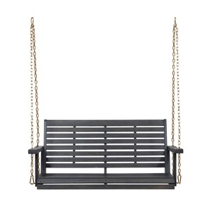 Okak Elegent Porch Swing with Slatted Backrests and Seating, Tree Swing with Acacia Wood Frame, Outdoor Swing for Patio and Backyard - 1 of 4