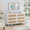TIRAMISUBEST 51.18" White Rattan Storage Cabinet with 6 Drawers - Modern Dresser for Bedroom & Office Organization - 2 of 4