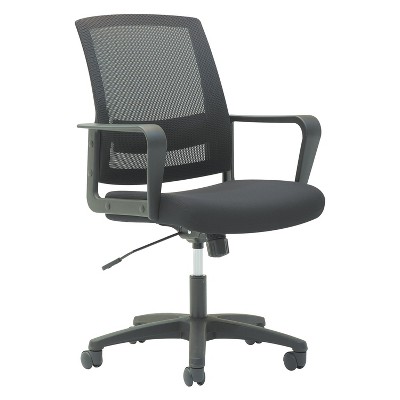 OIF Mesh Mid-Back Chair, Fixed Loop Arms, Black