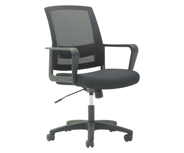 OIF Mesh Mid-Back Chair, Fixed Loop Arms, Black