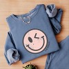 Simply Sage Market S.W.Smiley Pink Smiley Face Grunge Lightweight Garment Dyed Sweatshirt - 3 of 4