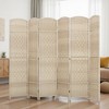 HOMCOM Room Divider, 6' Tall Folding Privacy Screen, Hand-Woven Freestanding Wood Partition for Home Office, Bedroom - 2 of 4