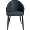 LeisureMod Paradiso Modern Dining Chairs Upholstered Seat Curved Back in Black Solid Wood Legs Contemporary Side Chairs - 4 of 4