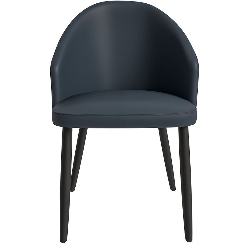 LeisureMod Paradiso Modern Dining Chairs Upholstered Seat Curved Back in Black Solid Wood Legs Contemporary Side Chairs, 4 of 9