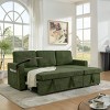 85" Chenille Pull-Out Sleeper Sectional Sofa Bed with Retractable Table, LED & USB Ports, Cup Holders, Hidden Storage for Living Room-3irtyhousy - 3 of 4