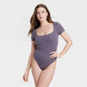 Women's Luxe Stretch Square Neck Thong Bodysuit - Auden™ - 1 of 4