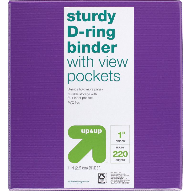 1" 3 Ring Binder Clear View - up & up™, 1 of 6