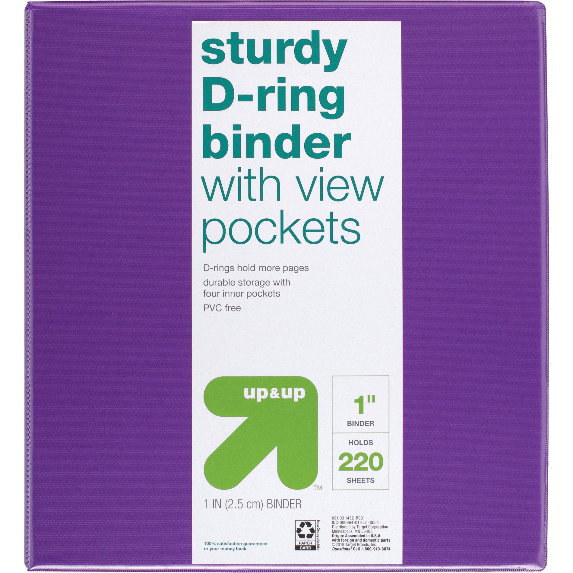 1" 3 Ring Binder Clear View Purple - up&up™