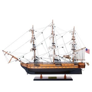 Wooden USS Constitution Model – 19.5" Tall Handcrafted Warship with Sails By Old Modern Handicrafts - 1 of 4