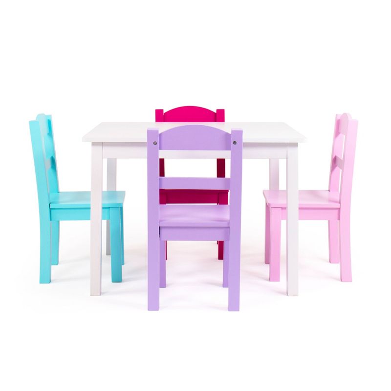 5pc Forever Kids&#39; Wood Table and 4 Chair Set White - Humble Crew, 1 of 8