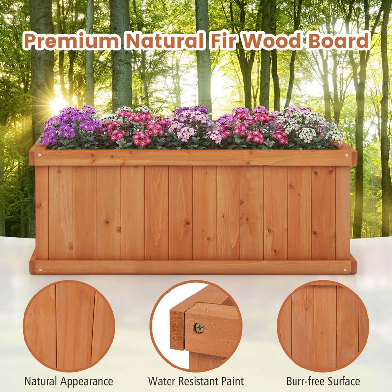 Costway Raised Garden Bed Fir Wood Rectangle Planter Box with Drainage Holes Orange, 5 of 11
