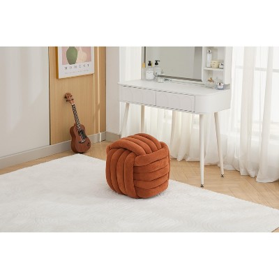 Grungis Small Chenille Fabric Knot Design Ottoman Bench,Makeup Stool Footstool Stylish Seat for Living Room,Bedroom