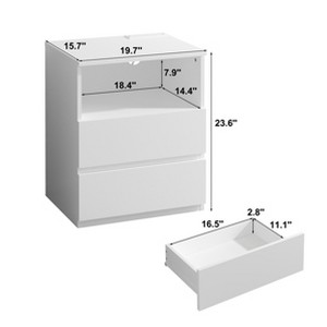 Gulches 2-Pack End Table with Fast USB-C Charging Station, 2 Drawers & Open Storage, Modern Wood Side Table for Living Room Bedroom Office, White - 1 of 4