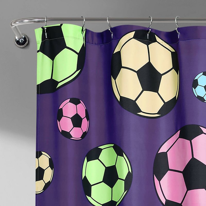72"x72" Girls Soccer Kick Single Shower Curtain - Lush Décor, 3 of 7