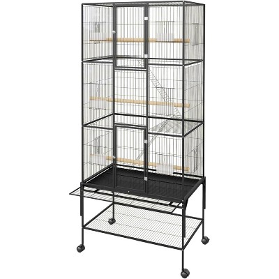 Diakey 2 Pack Bird Perch Platform, Smooth Metal Grid Shelf Stand For Cage Flat Bird Cage I 508022