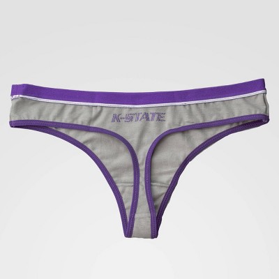 NCAA Kansas State Wildcats Thong with Vintage Screenprint - Gray S