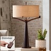Franklin Iron Works Tremont Industrial Table Lamps 31 1/2" Tall Bronze Metal with Dimmer Burlap Fabric Drum Shade for Living Room Nightstand - 2 of 4