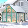 GustoWave 8 x 10 ft Greenhouse, Polycarbonate Walk-in Greenhouse with , Adjustable Roof Vent and Lockable Door, Green - 4 of 4