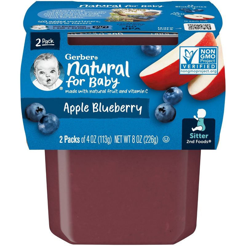 Gerber Sitter 2nd Foods Apple Blueberry Baby Meals - 2pk/8oz, 1 of 7