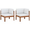 Corner Sofa Cream White Solid Acacia Wood, Rope Medium Modular vidaXL - 2 of 4
