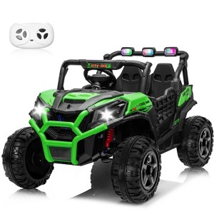 JOYRACER 24V Ride on Truck Toys w/ Remote Control, 2 Seater 400W   Electric Powered Ride on w/ Dump Bed, 3 Speeds, Shovel & Bluetooth/Music - 1 of 4