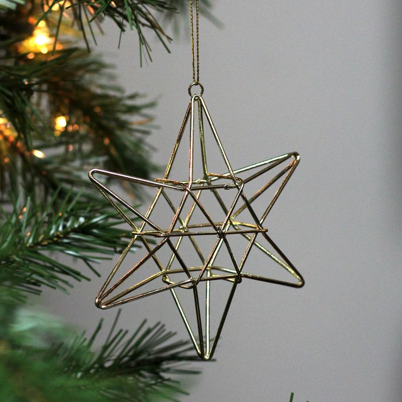 Northlight 5" Shiny Gold Geometric 6-Point Star Christmas Ornament, 3 of 5