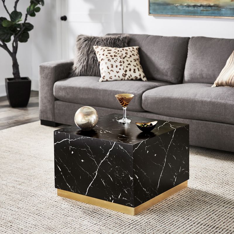 Devoe Faux Marble Square Coffee Table with Casters - Inspire Q, 2 of 7