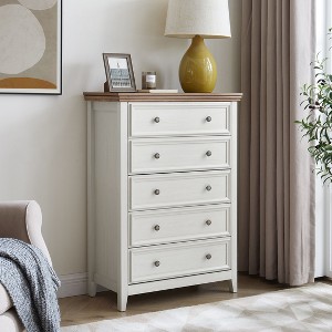 Sapphtopaz 5 Drawers Dresser for Bedroom Farmhouse Drawer Organizer Tall Storage Cabinet Closet Organizers and Storage for Bedroom, Living Room, Beige - 1 of 4