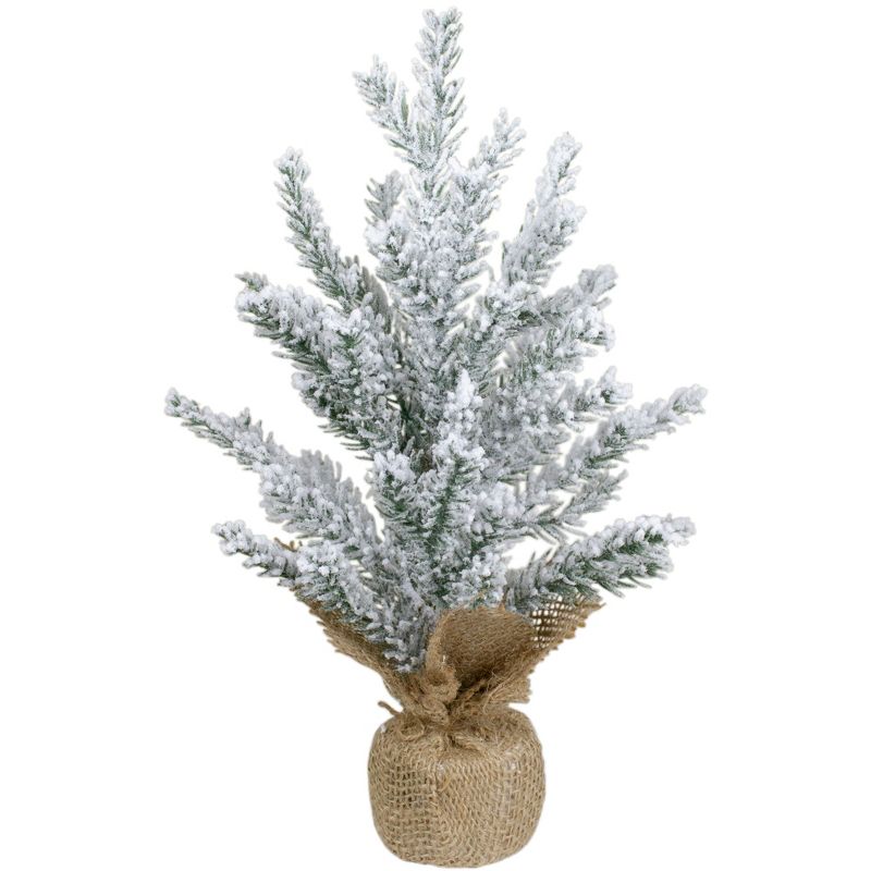 Northlight 1 FT Unlit Artificial Flocked Mini Pine Christmas Tree with Jute Base, 1 of 4