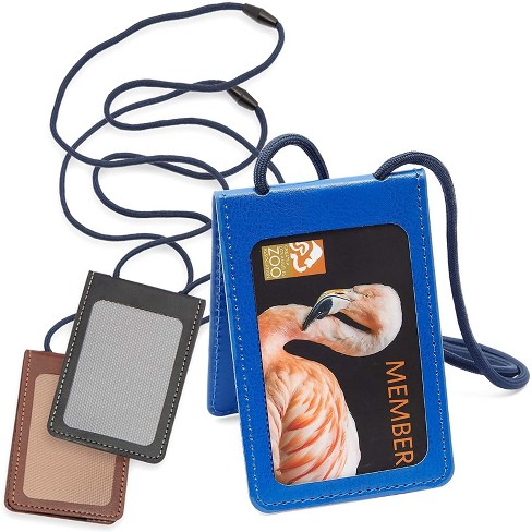Juvale 3 Pack Faux Leather Badge ID Holder with Breakaway Lanyard, RFID  Blocking, 4.15 x 2.75 in