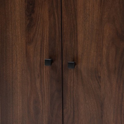 Walnut Brown 2-Door Wood Entryway Shoe Storage Cabinet