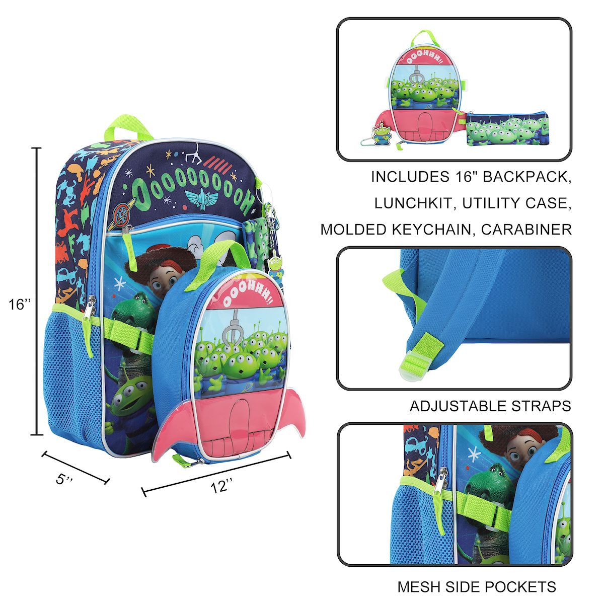 Toy Story Little Green Men 5-Piece Backpack & Lunchbox Set - thumbnail 4