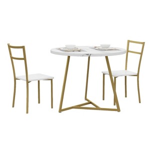 Round Dining Table Set for 2, Space-Saving Kitchen Table and Upholstered Chairs, Compact Modern Apartment Table and Chairs - 1 of 4