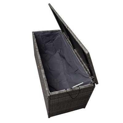 Gray Wicker and Plastic Lockable Outdoor Deck Box