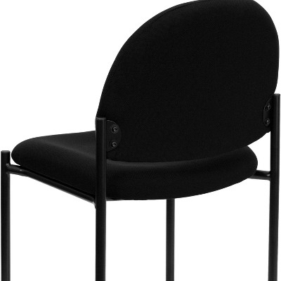 Black Fabric Stackable Metal Side Reception Chair with Contoured Cushions
