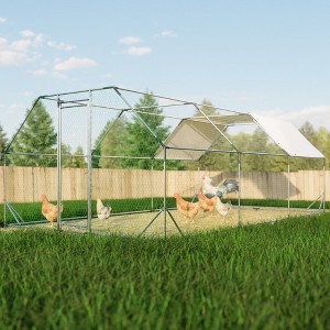 10x20 Ft. Large Walk In Chicken Coop Cage, Galvanized Metal Farm Poultry Run Hutch With Waterproof And Anti-UV Cover, Lockable Hen House - 1 of 4