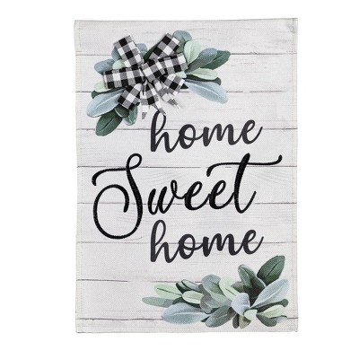 Evergreen Home Sweet Home Eucalyptus Garden Burlap Flag 12.5 x 18 Inches Indoor Outdoor Decor