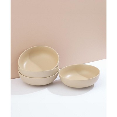 Beige 30oz Stoneware Pasta and Salad Bowls Set of 4