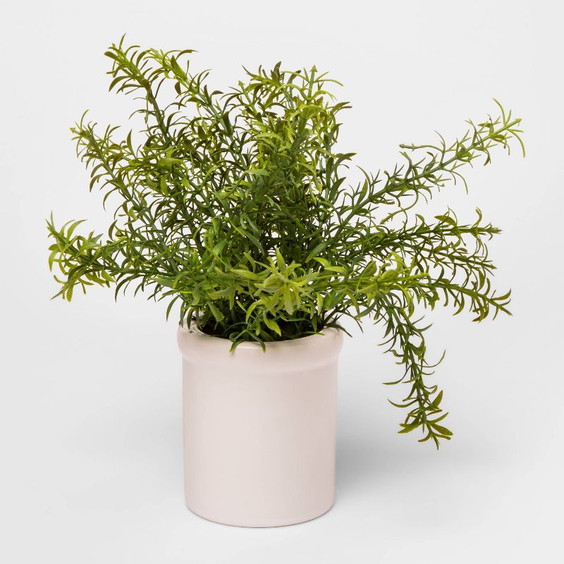 9&#34; x 9&#34; Artificial Rosemary Plant in Ceramic Pot White - Threshold&#8482;, 1 of 2