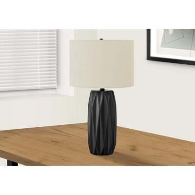 Monarch Specialties Lighting 25inchH Table Lamp Black Ceramic Ivory / Cream Shade Contemporary