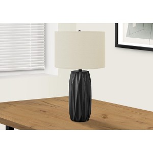Monarch Specialties Lighting 25inchH Table Lamp Black Ceramic Ivory / Cream Shade Contemporary - 1 of 4