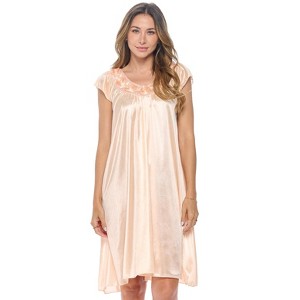 Casual Nights Women's Cap Sleeve Rose Satin Tricot Nightgown - 1 of 4