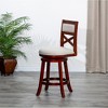 30" Bar Height X-Back Swivel Stool with Padded Seat and Weathered Finish, Solid Hardwood Frame for Kitchen or Bar - 4 of 4