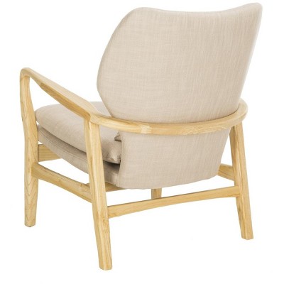 Tarly Beige Natural Elm Wood Transitional Arm Chair