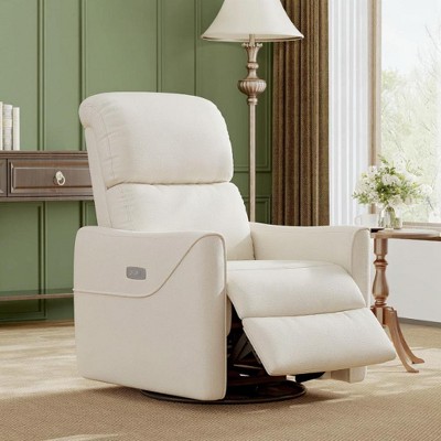 Power Swivel Glider Recliner Chair, Linen, Electric Rocker with USB Port, Lumbar Support, for Living Room, Bedroom, Nursery