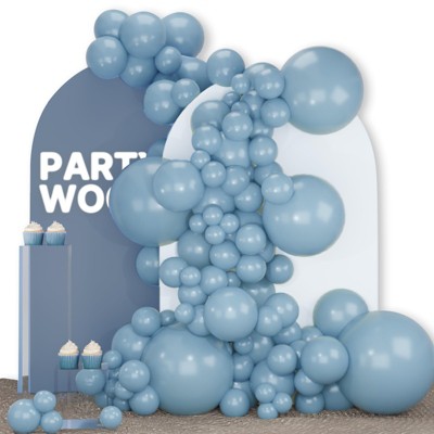 PartyWoo Balloons Dusty Blue Matte Boho LightBlue 18 12 10 5 Inch 142 pcs