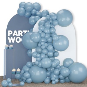 PartyWoo Balloons Dusty Blue Matte Boho LightBlue 18 12 10 5 Inch 142 pcs - 1 of 4