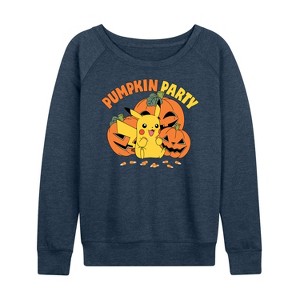 Women's - Pokémon - Pumpkin Party Lightweight French Terry Wide Neck Long Sleeve Shirt - 1 of 4